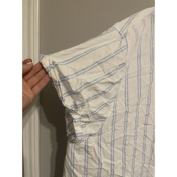 Ava & Viv 3X Oversized Shirt‎ No Gap Button-Up Top Striped Blouse Plus Size Blue - Picture 4 of 8